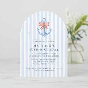 Modern Nautical Coastal Anchor Birthday Party Invitation