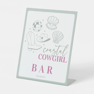 Modern Nautical Coastal Cowgirl Bachelorette Party Pedestal Sign