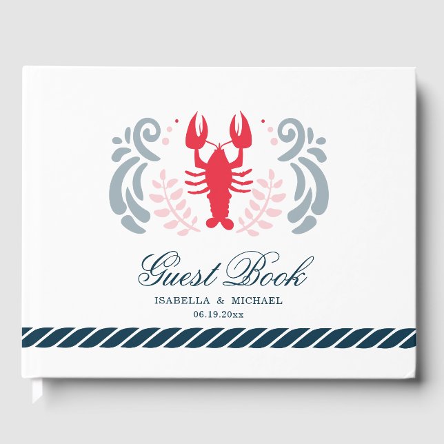 Modern Nautical Crab Wedding Guest Book (Front)