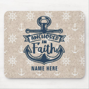 Modern Nautical Faith Is My Anchor Mouse Mat