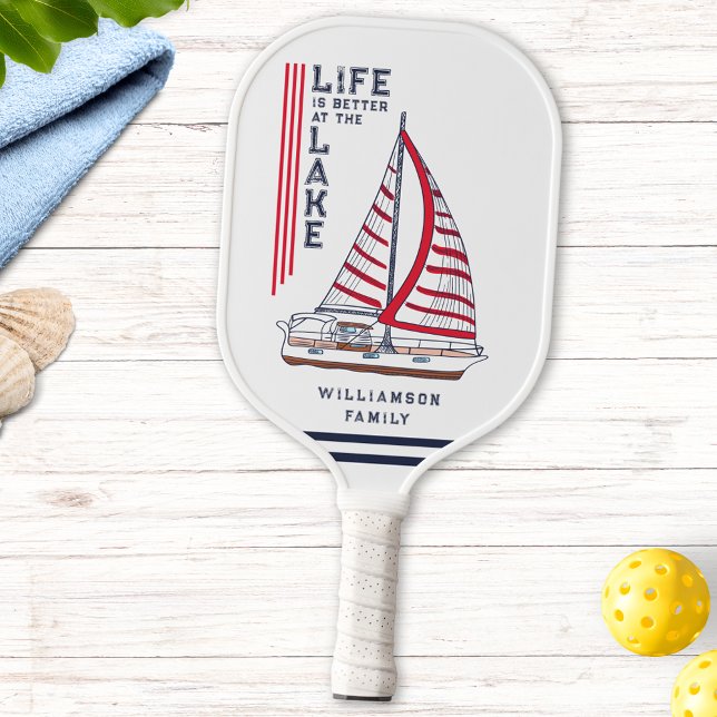 Modern Nautical Family Lake House Personalised Pickleball Paddle (Creator Uploaded)