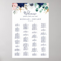 Modern Nautical Floral Alphabetical Seating