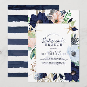 Modern Nautical Floral Bridesmaids Brunch Invitation