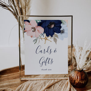 Modern Nautical   Floral Cards and Gifts Sign