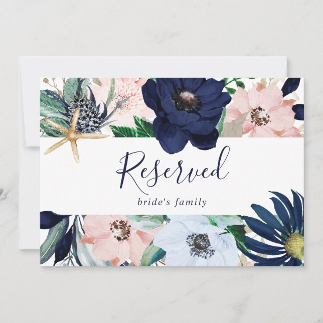 Modern Nautical | Floral Reserved Sign (Front)