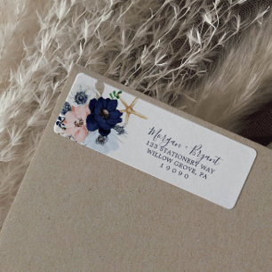 Modern Nautical   Floral Return Address Label