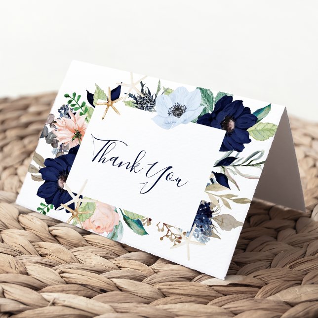 Modern Nautical | Floral Thank You Card (Creator Uploaded)