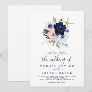 Modern Nautical   Floral The Wedding Of Invitation