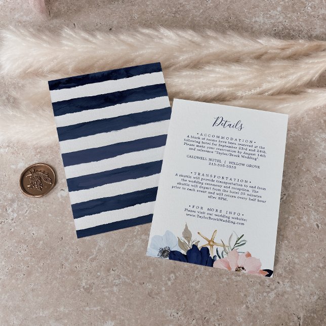 Modern Nautical | Floral Wedding Details Enclosure Card (Creator Uploaded)