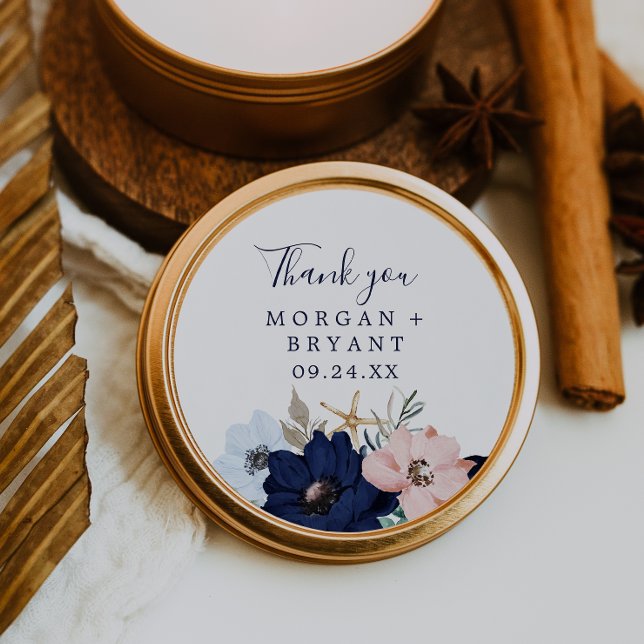 Modern Nautical | Floral Wedding Favour Sticker (Creator Uploaded)