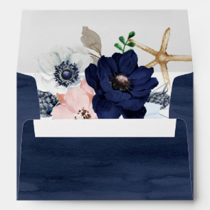 Modern Nautical   Floral Wedding Invitation Envelope