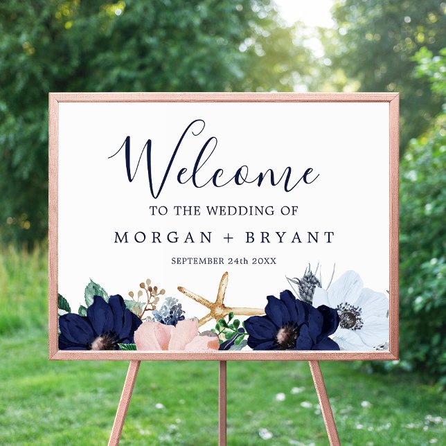 Modern Nautical | Floral Wedding Large Welcome Poster (Creator Uploaded)