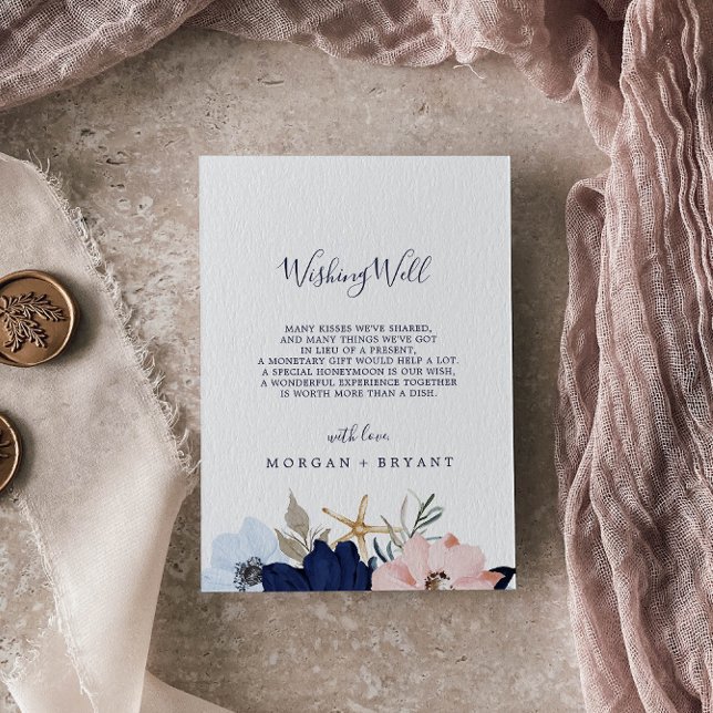 Modern Nautical Floral Wedding Wishing Well Card (Creator Uploaded)