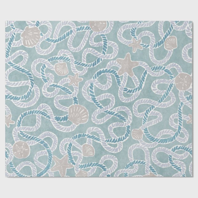 Modern Nautical Gift Wrap - Beachy Treasures (Flat)