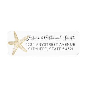 Modern Nautical Gold Starfish Elegant Address