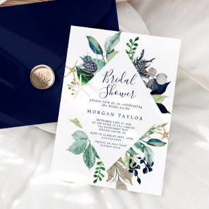 Modern Nautical Greenery Bridal Shower Invitation