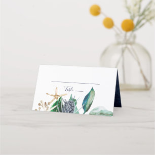 Modern Nautical   Greenery Folded Wedding Place Card