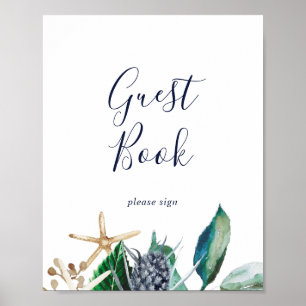 Modern Nautical Greenery Guest Book Sign