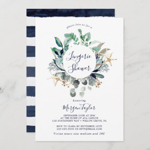 Modern Nautical   Greenery Lingerie Shower Invitation