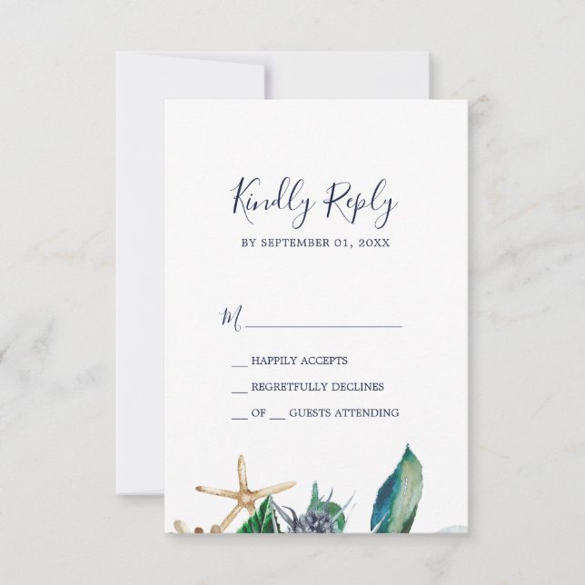 Modern Nautical | Greenery Simple RSVP Card (Front)