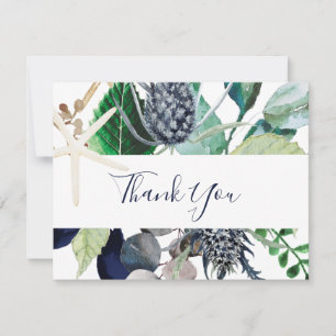 Modern Nautical Greenery Thank You Card