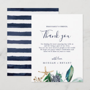 Modern Nautical Greenery Thank You Reception Card