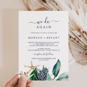 Modern Nautical   Greenery We Do Again Vow Renewal Invitation