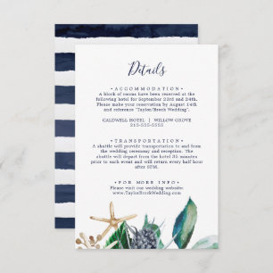 Modern Nautical Greenery Wedding Details Enclosure Card