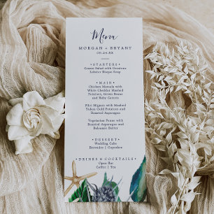 Modern Nautical   Greenery Wedding Dinner Menu
