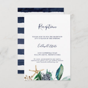 Modern Nautical   Greenery Wedding Reception Enclosure Card