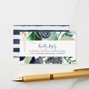 Modern Nautical   Greenery Wedding Website RSVP Enclosure Card