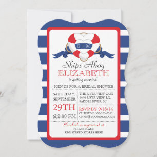 Modern Nautical Heart Buoy Bridal Shower Invitation