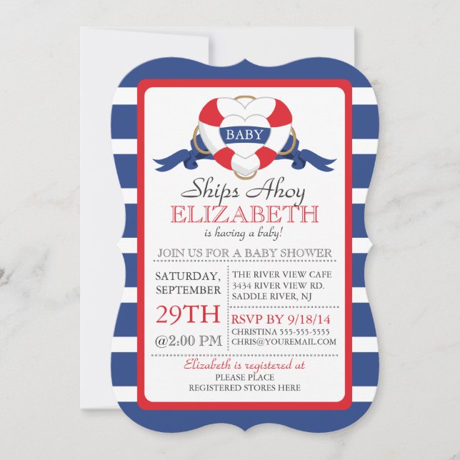 Modern Nautical Heart Buoy NEUTRAL Baby Shower Invitation (Front)