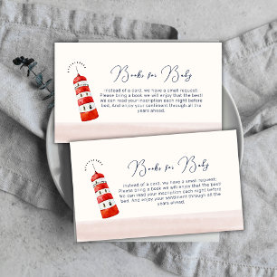 Modern Nautical Lighthouse Books For Baby Shower Enclosure Card