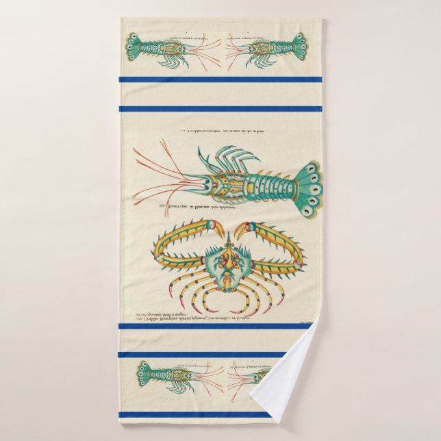 Modern Nautical Lobster Bathroom Ocean Blue Bath  Towel Set (Bath Towel)
