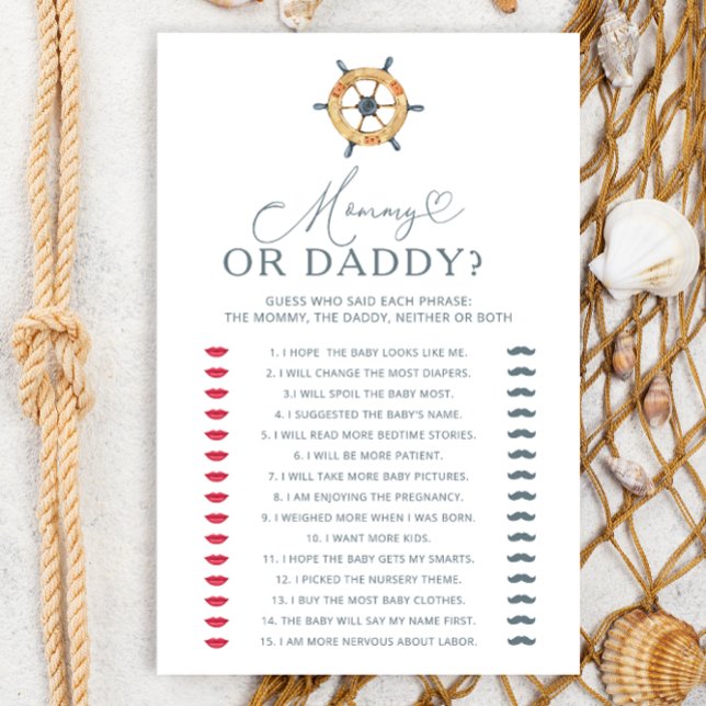 Modern Nautical Mummy or Daddy Baby Shower Game (Creator Uploaded)