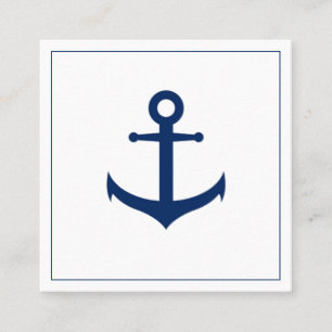 Modern Nautical Navy Blue Anchor Professional Square Business Card