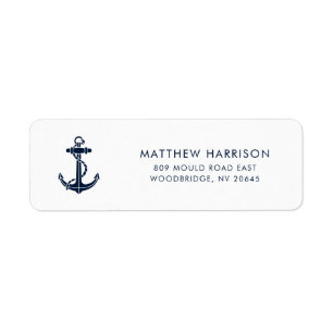 Modern Nautical Navy Blue Anchor Return Address