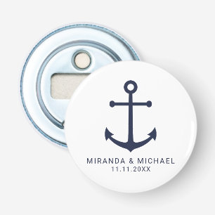 Modern Nautical Navy Blue Anchor Wedding Favour Bottle Opener