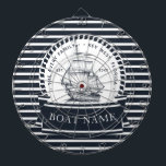 Modern Nautical Navy Blue Personalised Dartboard<br><div class="desc">Modern Nautical Personalised Boat Name design. Matching products can be found in Nautical Boat Modern collection. If you have any questions feel free to contact me.</div>