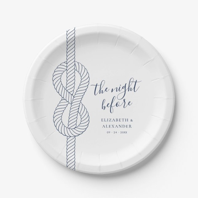 Modern Nautical Rope Rehearsal Dinner Wedding Paper Plate (Front)