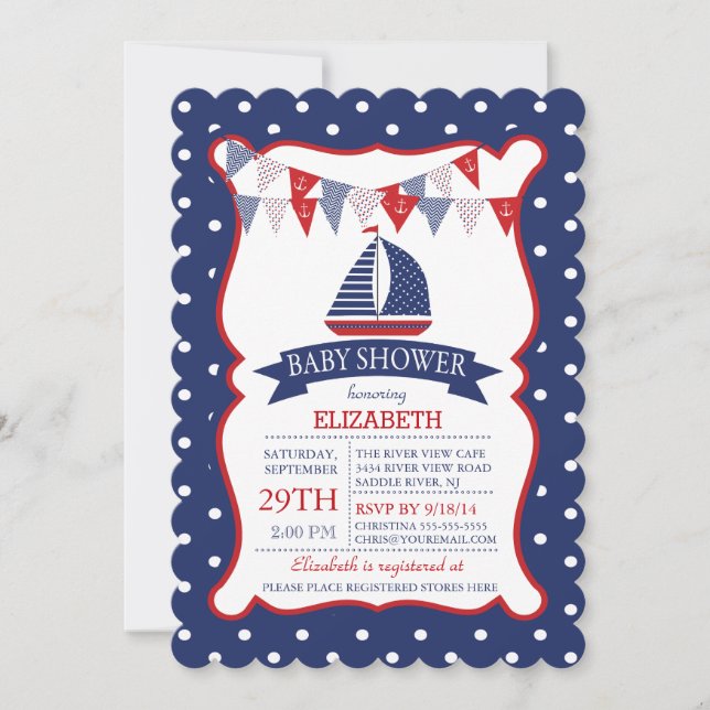 Modern Nautical Sailboat Baby Shower Invitation (Front)