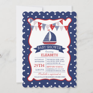 Modern Nautical Sailboat Baby Shower Invitation