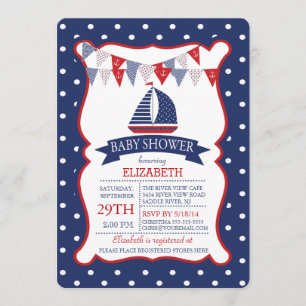 Modern Nautical Sailboat Baby Shower Invitation