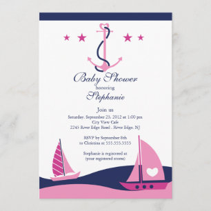 Modern Nautical Sailboat Baby Shower Invitation