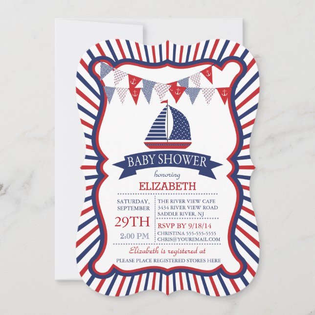 Modern Nautical Sailboat Baby Shower Invitation (Front)
