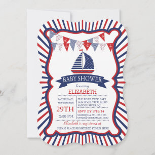 Modern Nautical Sailboat Baby Shower Invitation