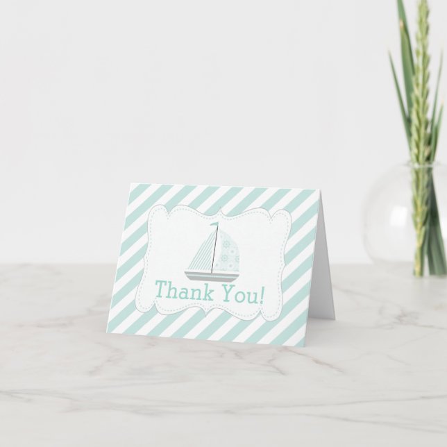 Modern Nautical Sailboat Baby Shower Thank You (Front)