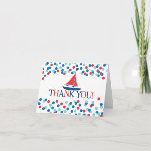 Modern Nautical Sailboat Boy Baby Shower Thank You Card