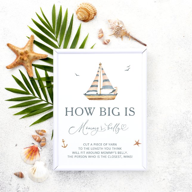 Modern Nautical Sailboat How Big is Mummy's Belly Poster (Creator Uploaded)
